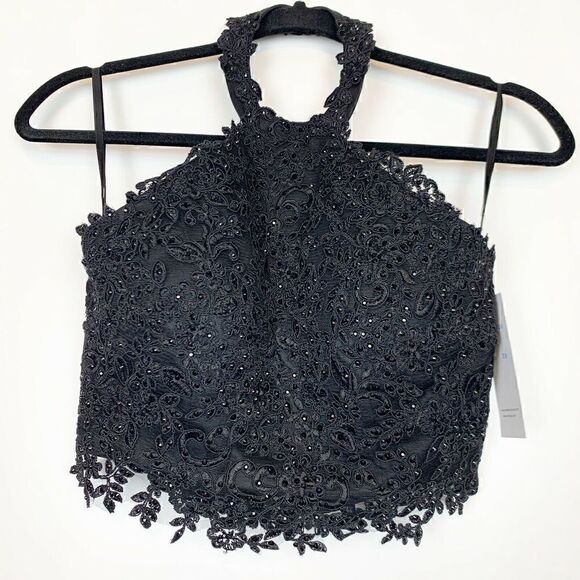 NWT Ed Young Prom Dress Halter Top Black XS - Picture 1 of 5